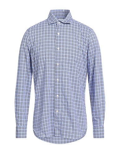 FINAMORE 1925 Checked shirt Midnight blue 100% Cotton