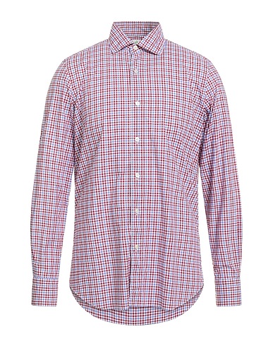 FINAMORE 1925 Checked shirt Burgundy 100% Cotton