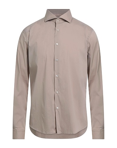 ALESSANDRO LAMURA Solid color shirt Taupe 72% Cotton, 25% Polyamide, 3% Elastane