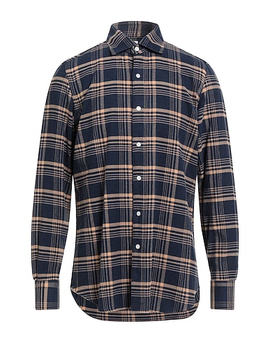 FINAMORE 1925 Checked shirt Navy blue 100% Cotton