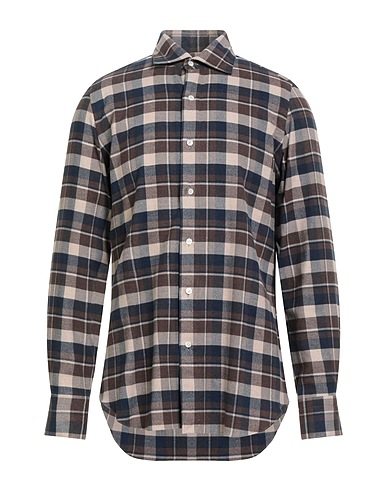 FINAMORE 1925 Checked shirt Dark brown 100% Cotton