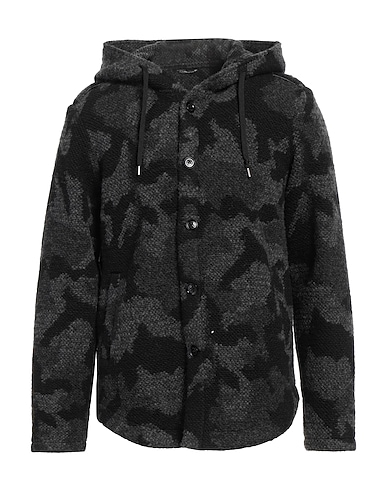 GREY DANIELE ALESSANDRINI Patterned shirt NERO 70% Polyester, 20% Wool, 10% Other Fibres