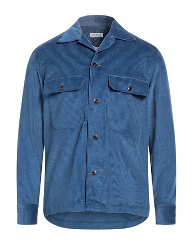 SALVATORE PICCOLO Camicia tinta unita Blu 97% Cotone, 3% Elastan
