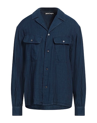 PALM ANGELS Solid colour shirt Navy blue 100% Cotton