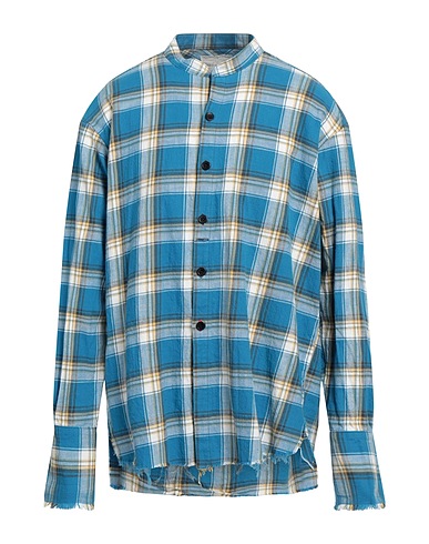 GREG LAUREN Checked shirt Azure 100% Cotton