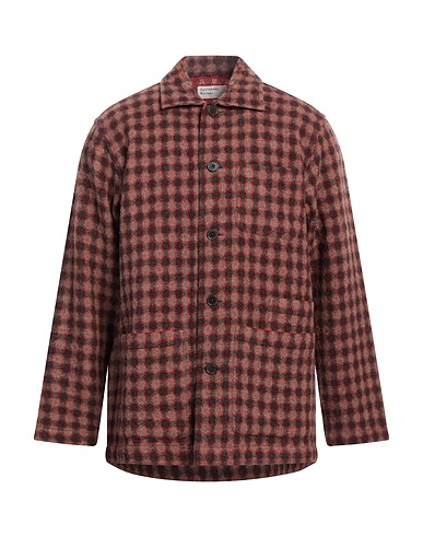 UNIVERSAL WORKS Checked shirt Dark brown 73% Wool, 20% Polyamide, 7% Alpaca wool