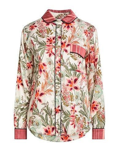 SHIRTAPORTER Floral shirts & blouses Beige 97% Viscose, 3% Elastane