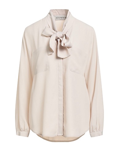 SHIRTAPORTER Solid colour shirts & blouses Beige 85% Acetate, 15% Silk