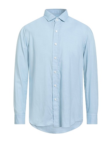 SALVATORE PICCOLO Solid color shirt Sky blue 100% Cotton