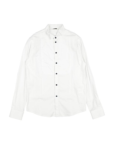 MANUEL RITZ Solid color shirt White 97% Cotton, 3% Elastane