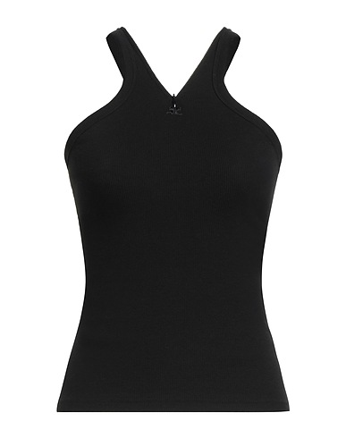COURRÈGES Top Schwarz 97% Baumwolle, 3% Elastan