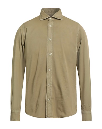 PORTOFIORI Solid colour shirt Sage green 100% Cotton