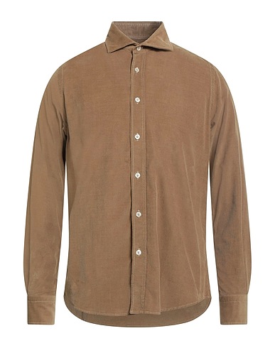 PORTOFIORI Camicia tinta unita Nocciola 100% Cotone