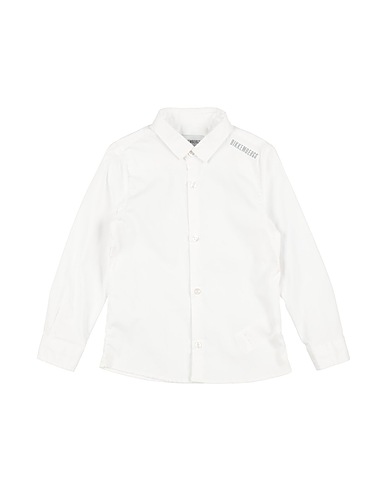 BIKKEMBERGS Solid color shirt White 97% Cotton, 3% Elastane