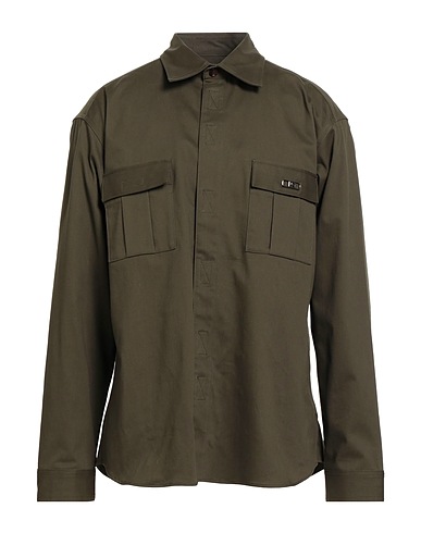 DOLCE&GABBANA Solid colour shirt Military green 98% Cotton, 2% Elastane