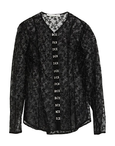 OLIVIER THEYSKENS Lace shirts & blouses Black 42% Polyamide, 27% Cotton, 13% Polyester, 11% Viscose, 7% Metallic Polyester