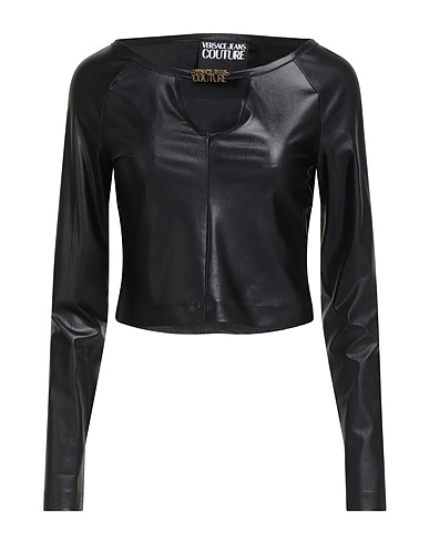 VERSACE JEANS COUTURE Crop top Nero 79% Poliammide, 21% Elastan