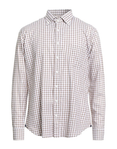 TOMBOLINI Checked shirt Sand 55% Cotton, 45% Linen