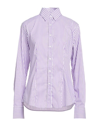 XACUS Striped shirt Lilac 75% Cotton, 22% Polyamide, 3% Elastane