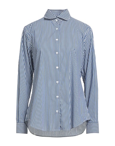 XACUS Striped shirt Navy blue 75% Cotton, 22% Polyamide, 3% Elastane