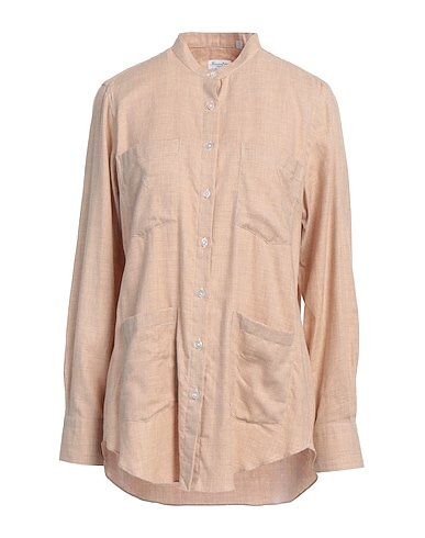 FINAMORE 1925 Solid color shirts & blouses Beige 85% Cotton, 15% Cashmere