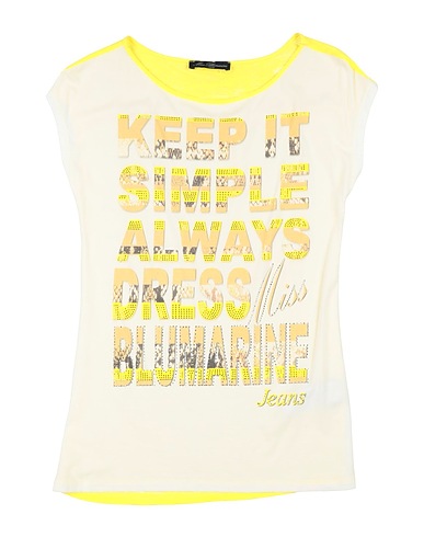 MISS BLUMARINE T-shirt Pastel yellow 95% Cotton, 5% Elastane, Viscose
