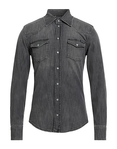 DOLCE&GABBANA Denim shirt Grey 98% Cotton, 2% Elastane