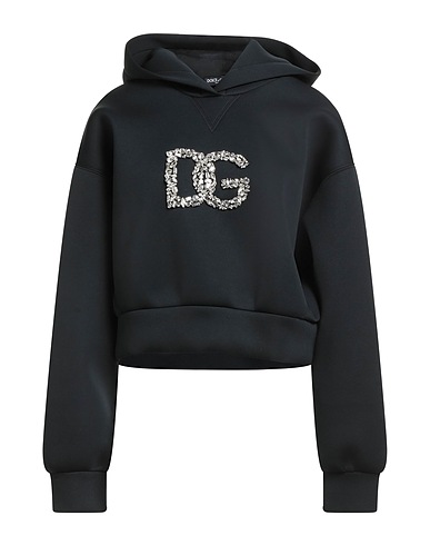 DOLCE&GABBANA Hooded track jacket  Black 100% Polyester, Glass, Brass, Polyamide