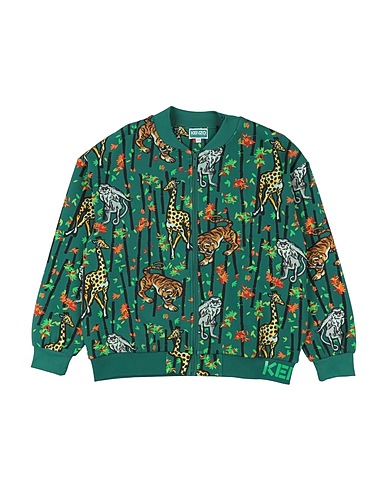 KENZO KIDS Sweatshirt Emerald green 81% Cotton, 15% Polyester, 4% Elastane