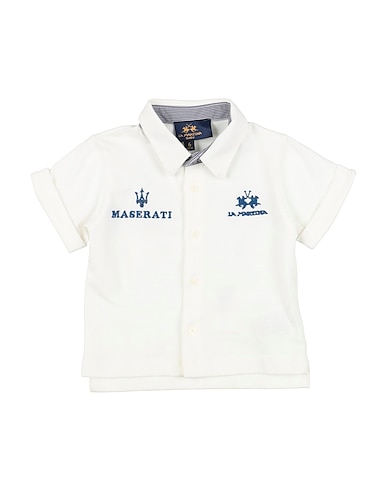 LA MARTINA Solid colour shirt White 95% Cotton, 5% Elastane