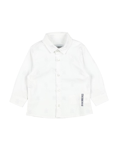 BIKKEMBERGS Patterned shirt White 97% Cotton, 3% Elastane