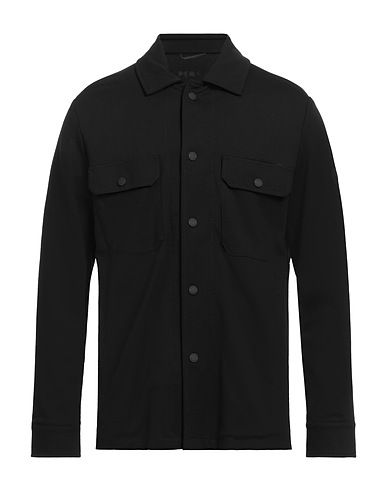 PEOPLE OF SHIBUYA Solid color shirt Black 66% Rayon, 29% Polyamide, 5% Elastane