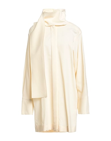 DI STAVNITSER Solid color shirts & blouses Beige 70% Cotton, 28% Silk, 2% Elastane