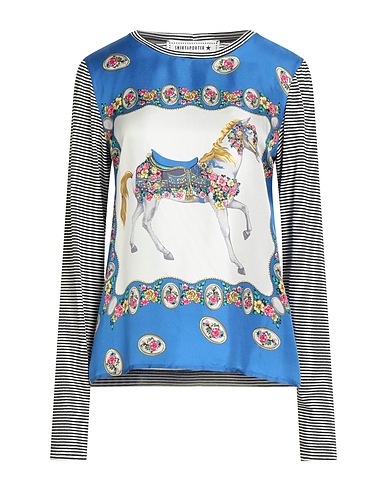SHIRTAPORTER T-shirt Bright blue 100% Cotton, Silk