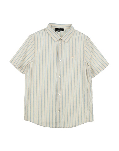 EMPORIO ARMANI Patterned shirt Beige 58% Cotton, 42% Linen