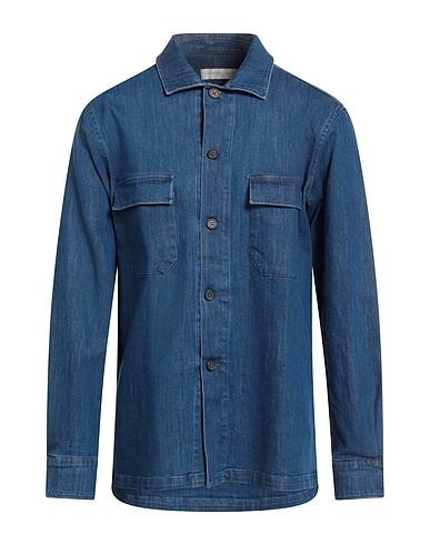 ALESSANDRO LAMURA Denim shirt Blue 98% Cotton, 2% Elastane