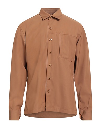 COSTUMEIN Solid color shirt Camel 55% Polyester, 45% Virgin Wool
