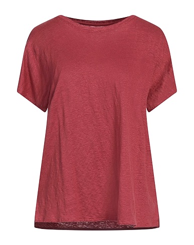 MAJESTIC FILATURES Basic T-Shirt Brick red 94% Linen, 6% Elastane