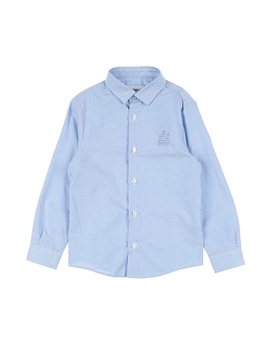 BIKKEMBERGS Solid color shirt Sky blue 100% Cotton