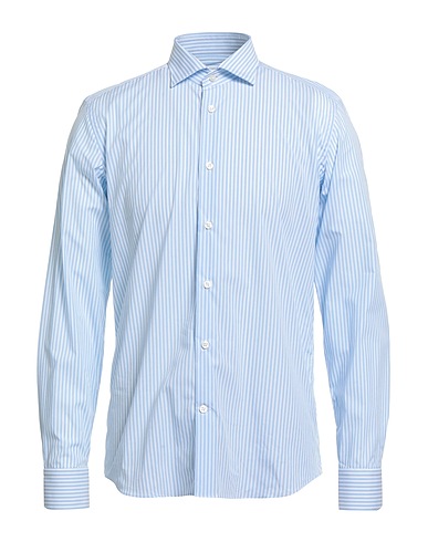 MASTRICAMICIAI Striped shirt Light blue 97% Cotton, 3% Elastane