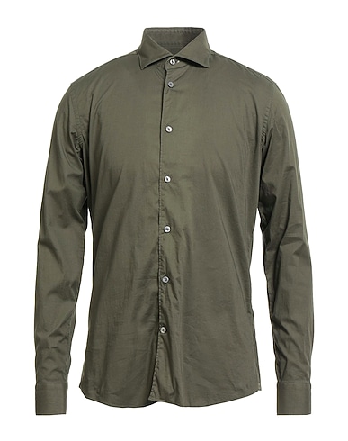 MASTRICAMICIAI Chemise de couleur unie Vert militaire 100% Coton