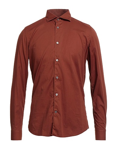 MASTRICAMICIAI Solid color shirt CUOIO 100% Cotton
