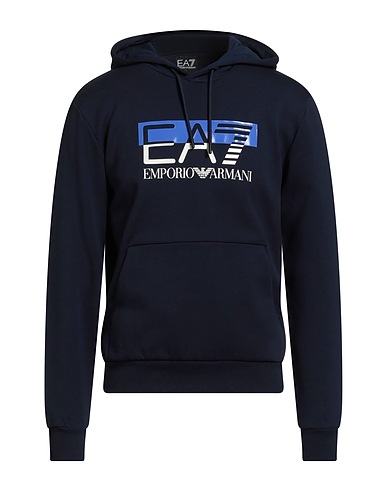 EA7 Hooded track jacket  Navy blue 85% Cotton, 15% Polyester, Elastane