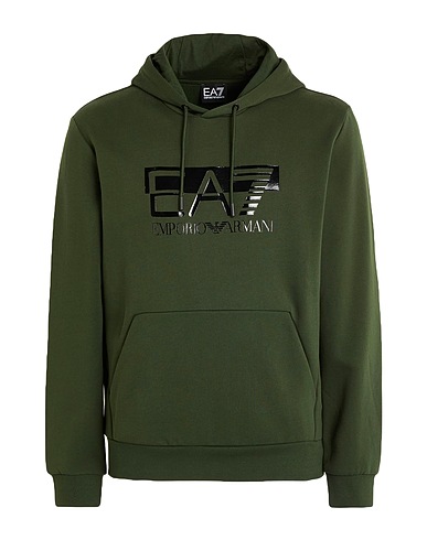 EA7 Hooded track jacket  Military green 85% Cotton, 15% Polyester, Elastane