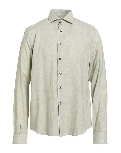 ALESSANDRO LAMURA Camicia tinta unita Verde salvia 80% Cotone, 20% Lana