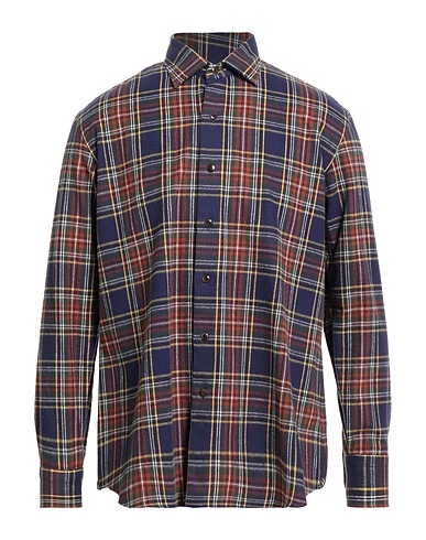 SALVATORE PICCOLO Checked shirt Navy blue 100% Cotton