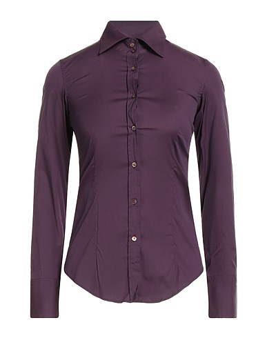 GRIFONI Solid colour shirts & blouses Dark purple 76% Cotton, 21% Polyamide, 3% Elastane