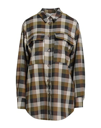 HAVEONE Checked shirt Military green 63% Polyester, 34% Viscose, 3% Elastic fibres