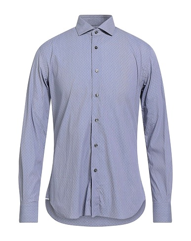 XACUS Solid colour shirt Blue 72% Cotton, 25% Polyamide, 3% Elastane