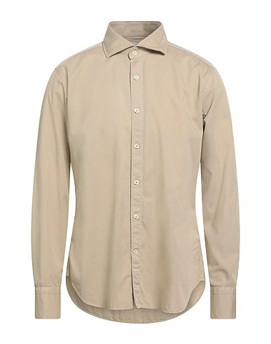 TINTORIA MATTEI 954 Solid colour shirt Sand 100% Cotton